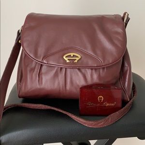 Etienne Aigner Burgundy Purse Mirror Included